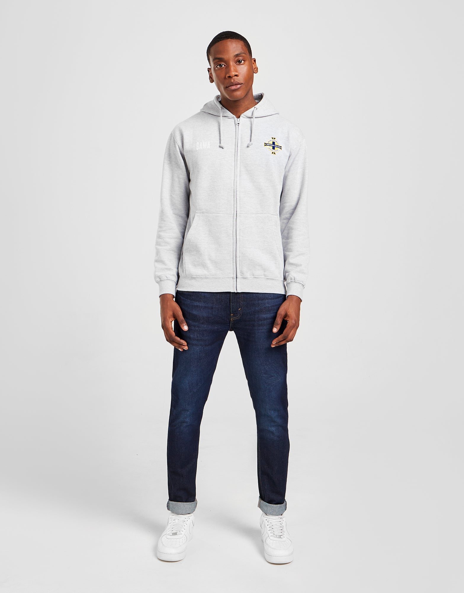 Official Northern Ireland Crest Zip Hoodie - Grey Marl - The World Football Store