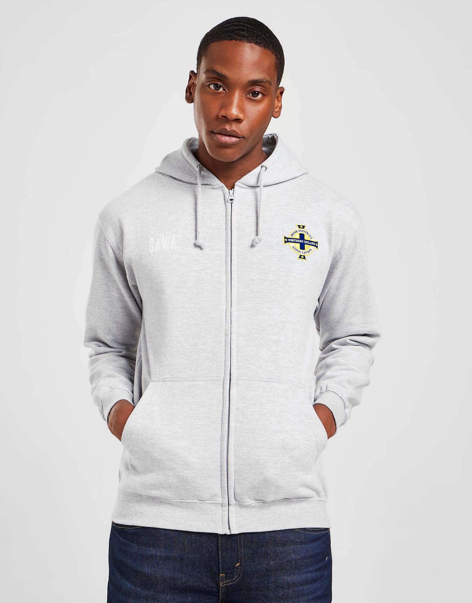 Official Northern Ireland Crest Zip Hoodie - Grey Marl - The World Football Store