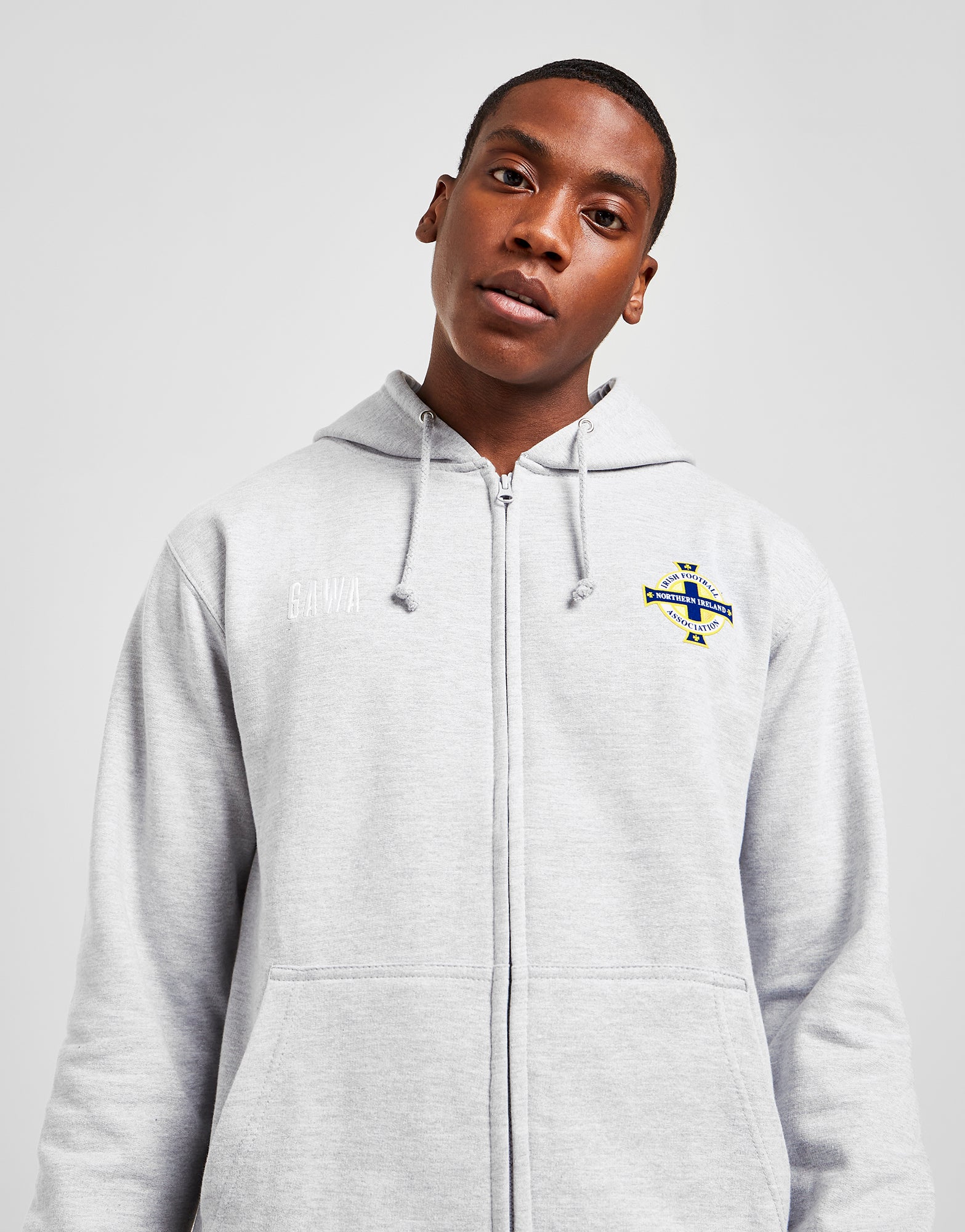 Official Northern Ireland Crest Zip Hoodie - Grey Marl - The World Football Store