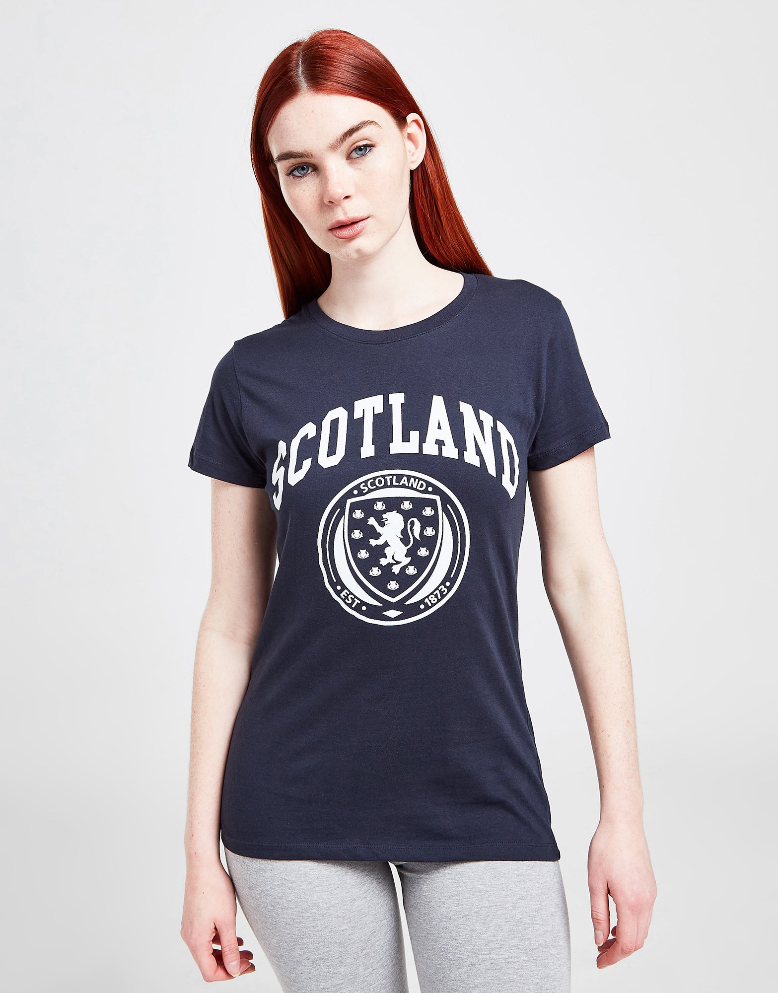 Official Team Scotland Womens Flag and Badge T-Shirt - Navy - The World Football Store