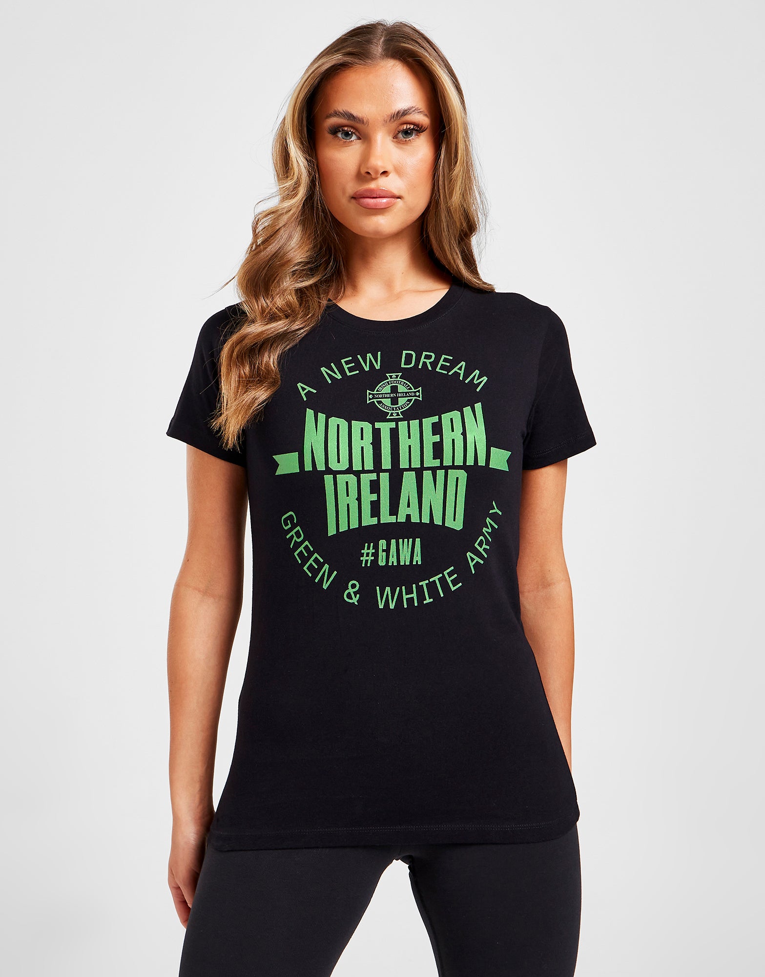 Official Northern Ireland Graphic T-Shirt Womens - Black - The World Football Store