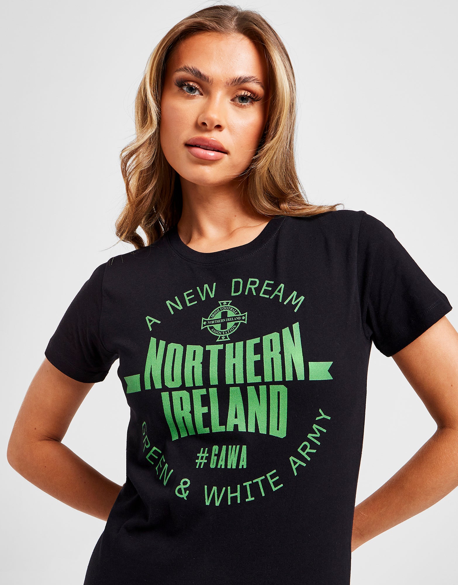 Official Northern Ireland Graphic T-Shirt Womens - Black - The World Football Store