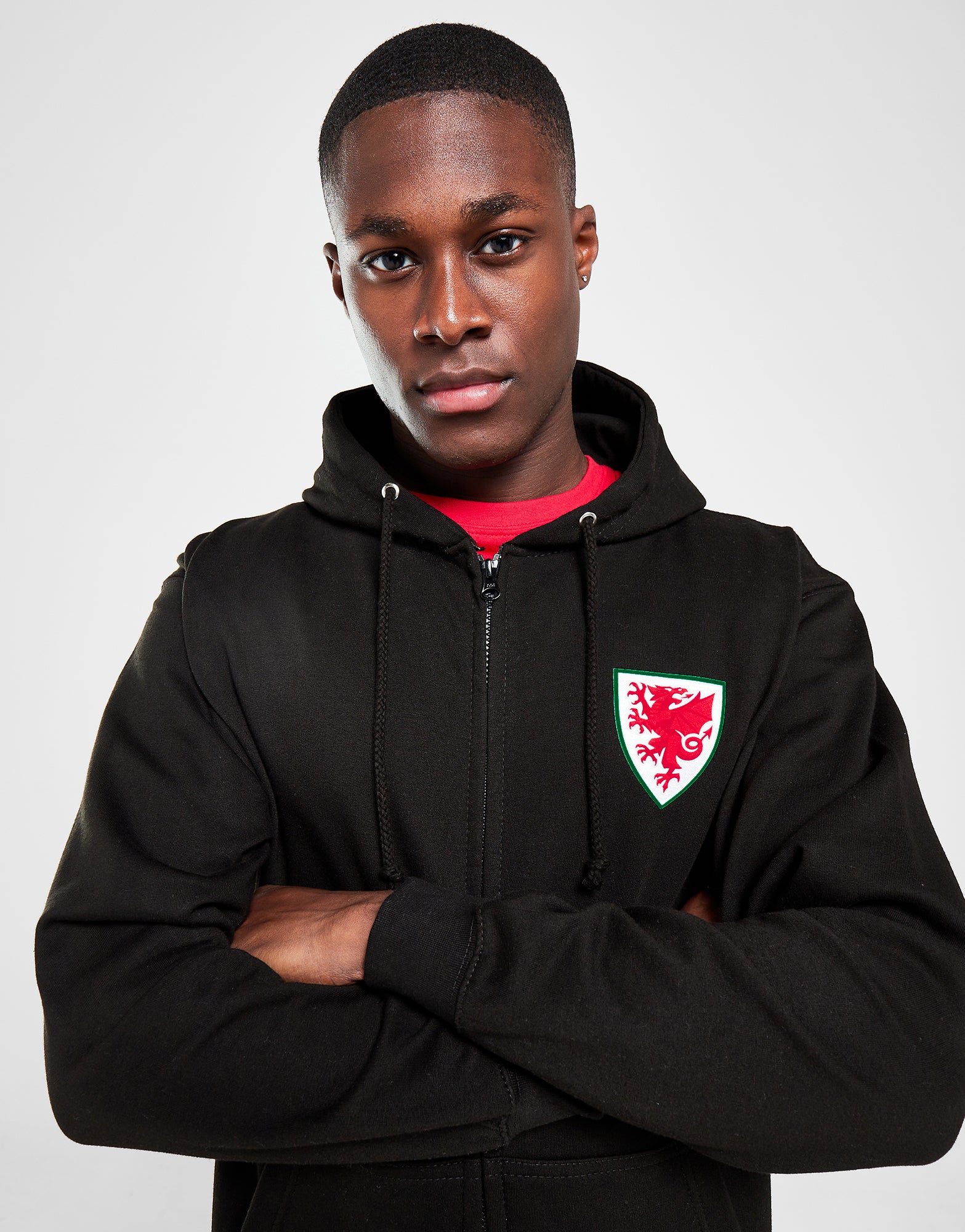 Official Team Wales Full Zip Hoodie - Black - The World Football Store