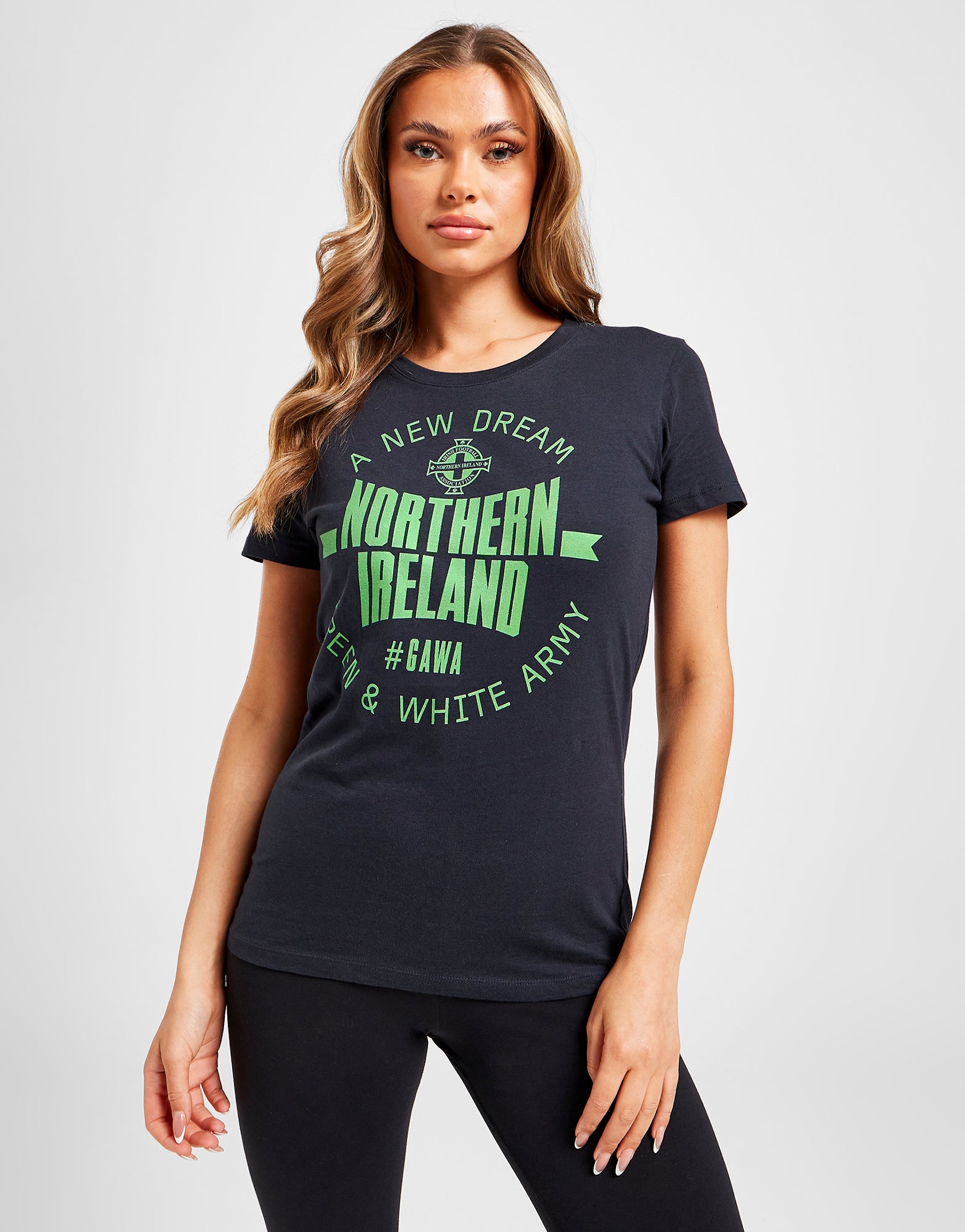 Official Northern Ireland Graphic T-Shirt Womens - Navy - The World Football Store