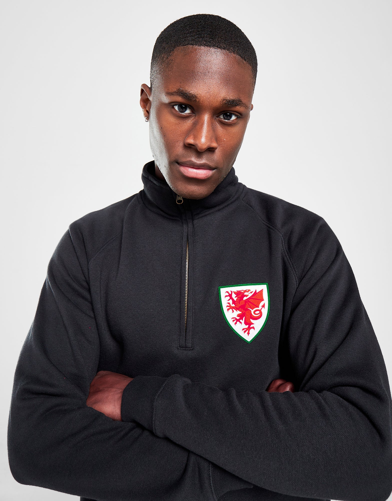 Official Team Wales 1/4 Zip Sweat - Black - The World Football Store