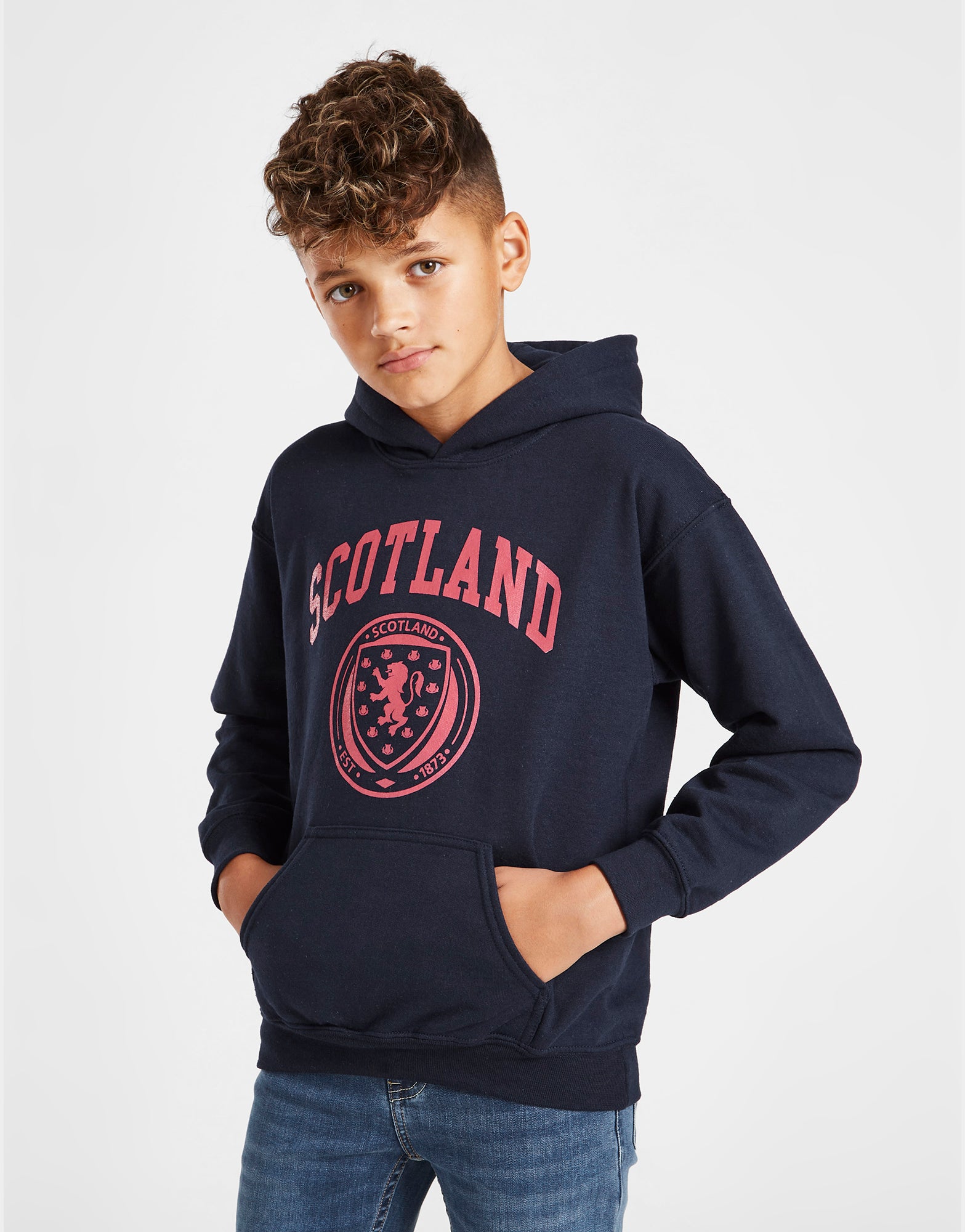 Official Team Scotland Kids Crest Logo Hoodie - Navy - The World Football Store