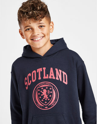 Official Team Scotland Kids Crest Logo Hoodie Navy