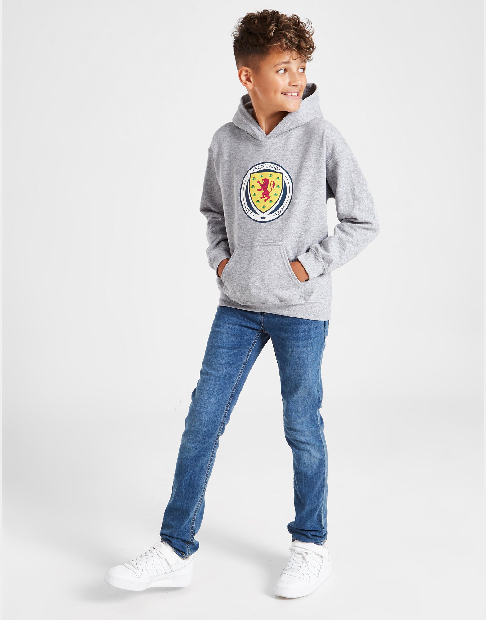 Official Team Scotland Kids Crest Logo Hoodie - Grey - The World Football Store