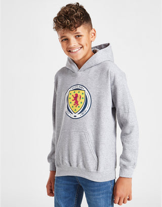 Official Team Scotland Kids Crest Logo Hoodie Grey