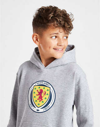 Official Team Scotland Kids Crest Logo Hoodie Grey