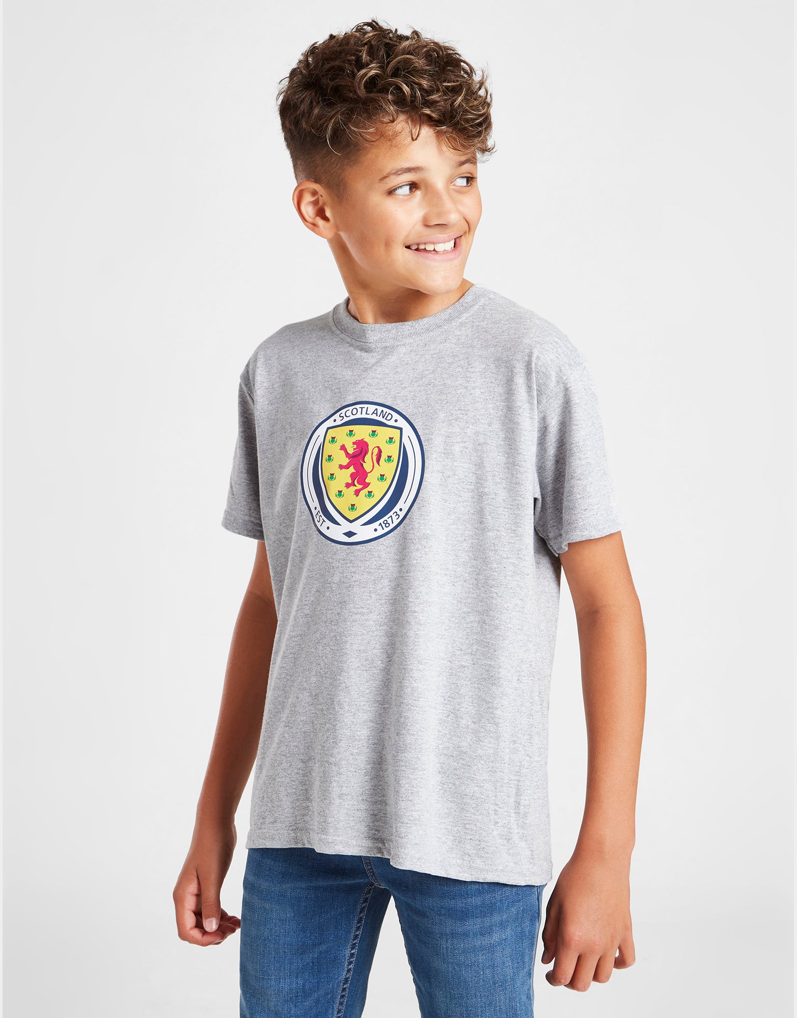 Official Team Scotland Kids FA logo T-Shirt - Grey