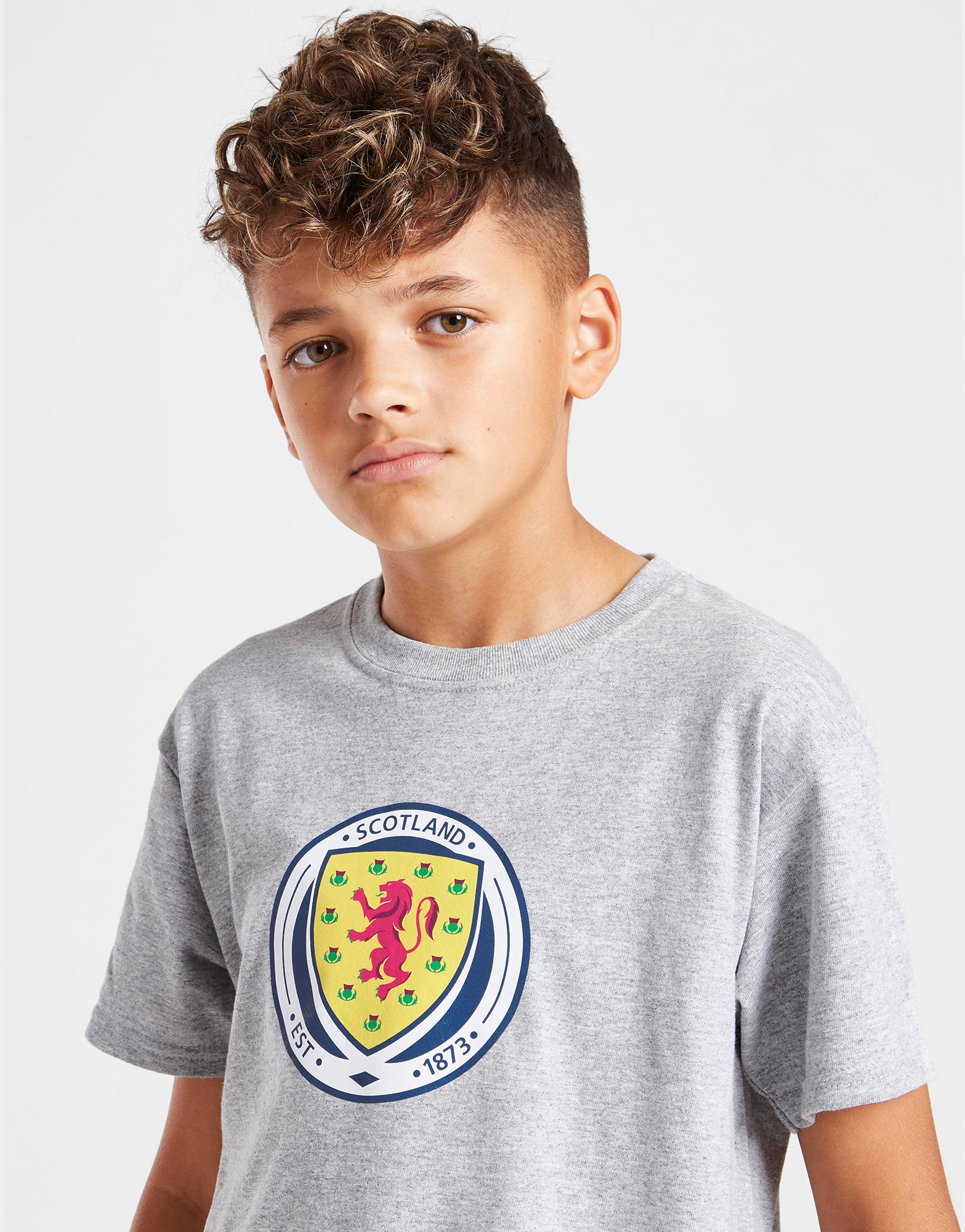 Official Team Scotland Kids FA logo T-Shirt - Grey