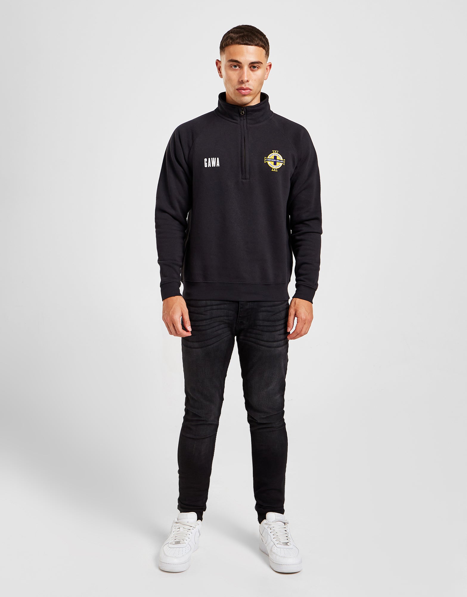 Official Northern Ireland Zip-Neck Sweatshirt - Black - The World Football Store