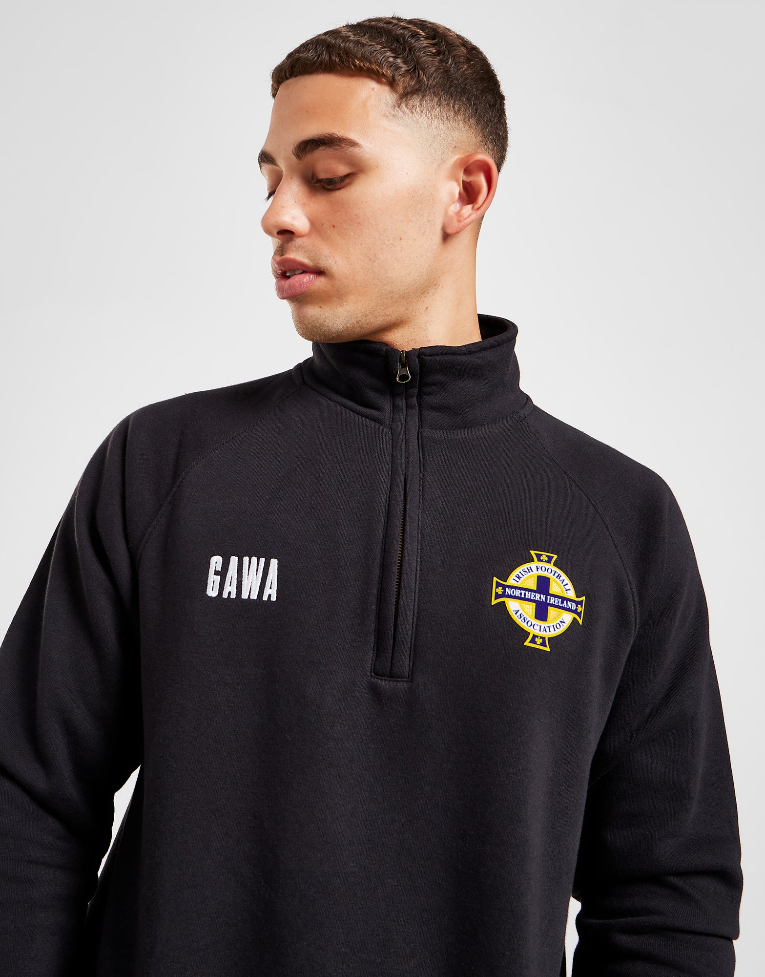 Official Northern Ireland Zip-Neck Sweatshirt - Black - The World Football Store