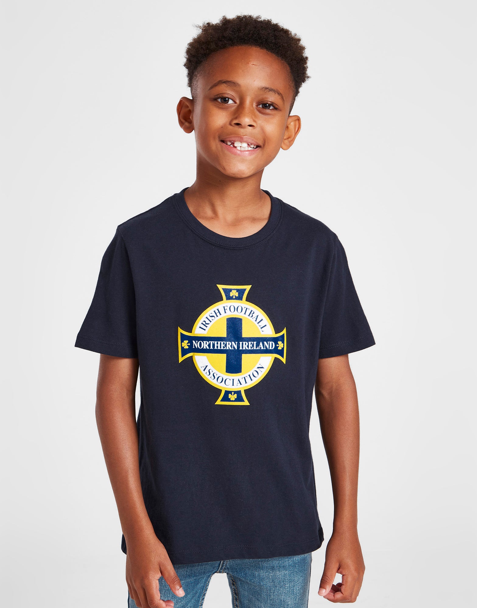 Official Team Northern Ireland Crest T-Shirt Kids - Navy - The World Football Store