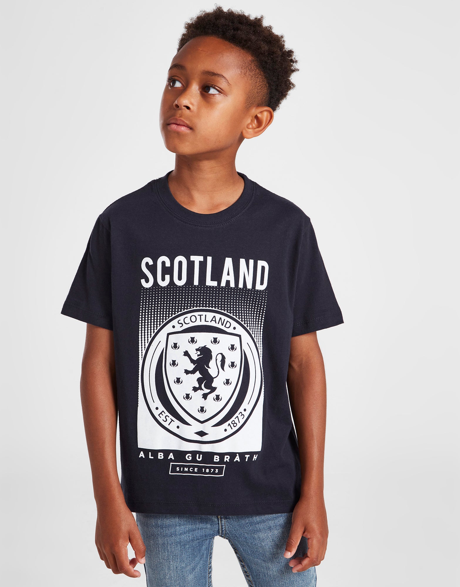 Official Team Scotland Kids Fade Short Sleeve T-Shirt - Navy - The World Football Store