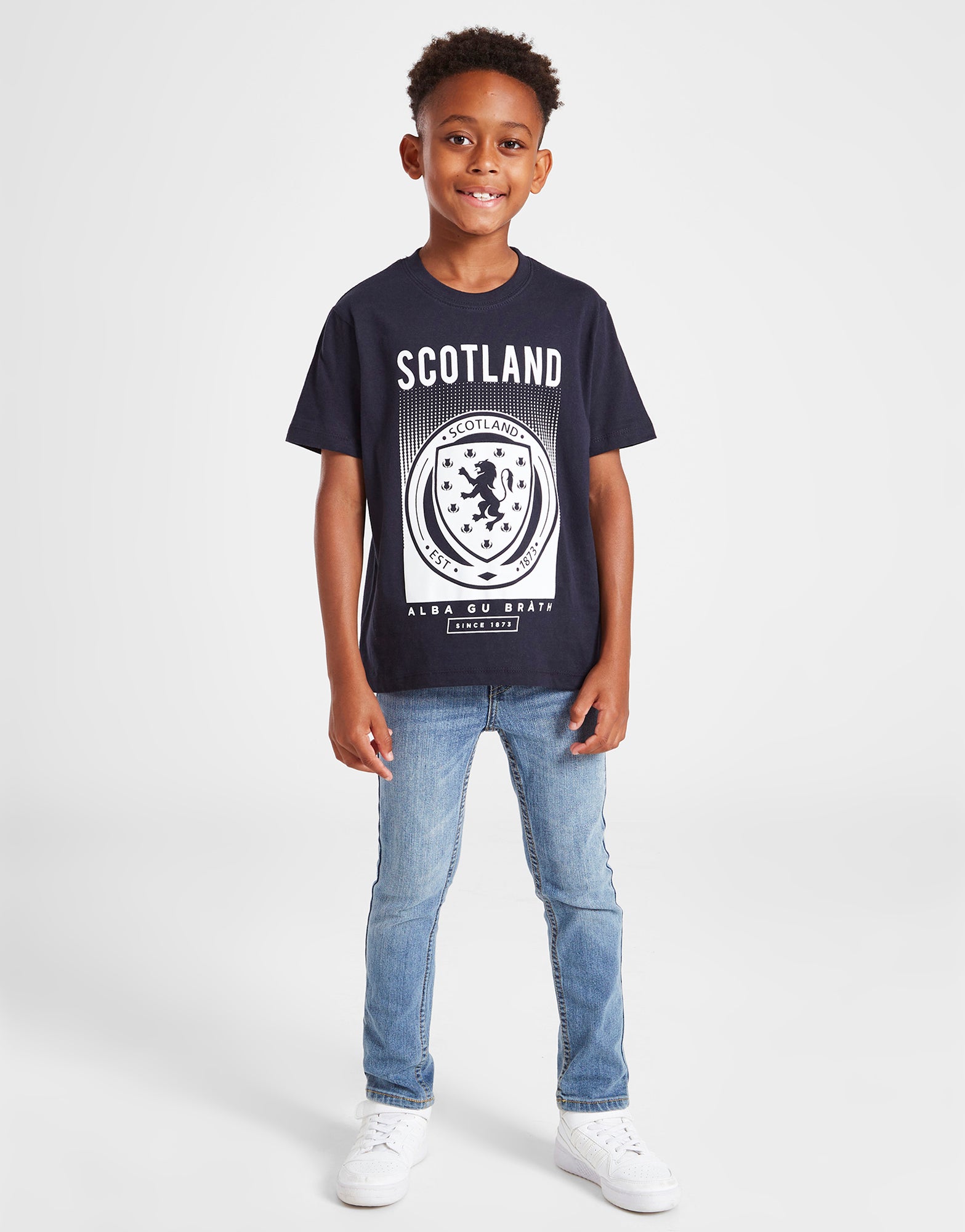 Official Team Scotland Kids Fade Short Sleeve T-Shirt - Navy - The World Football Store