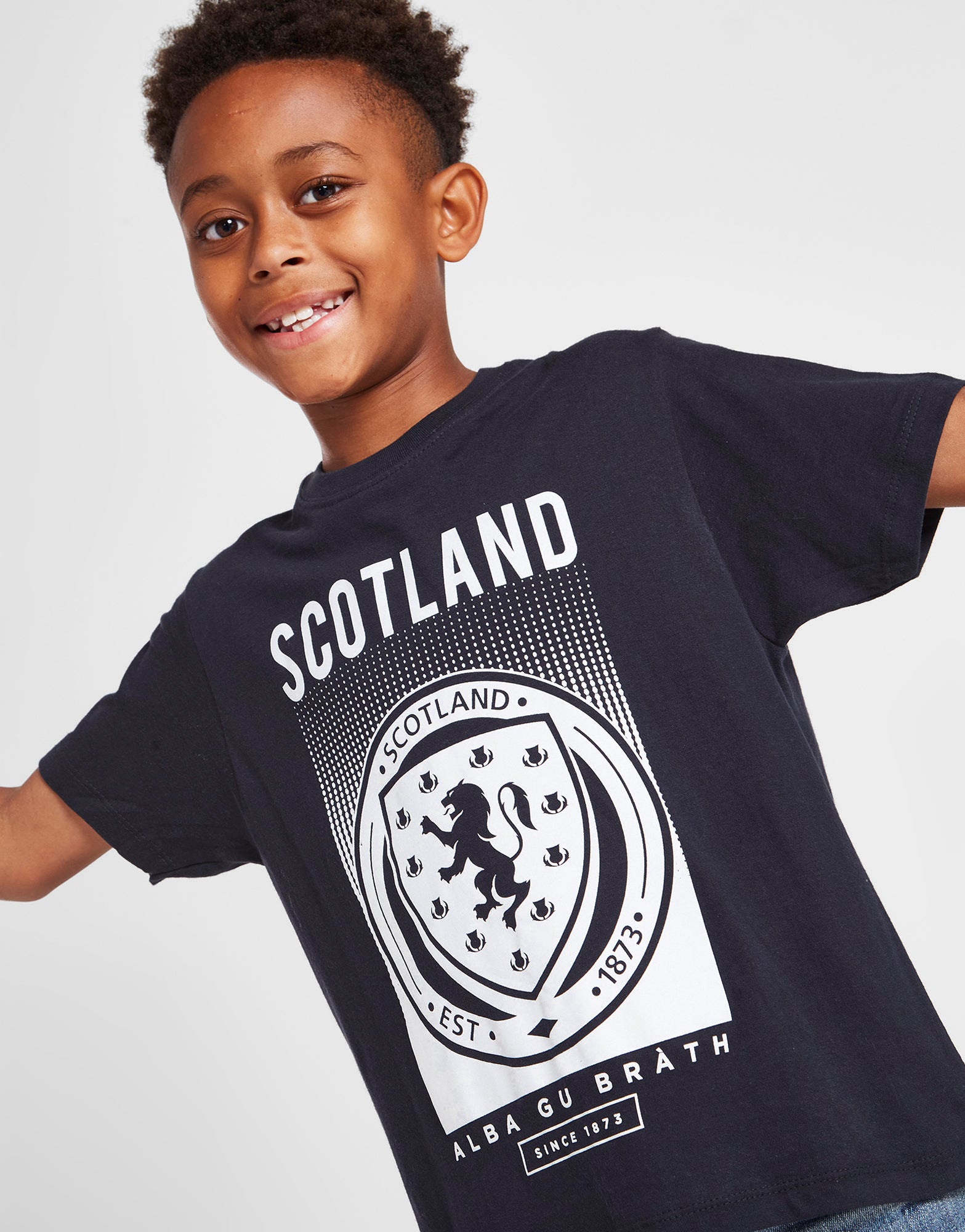 Official Team Scotland Kids Fade Short Sleeve T-Shirt - Navy