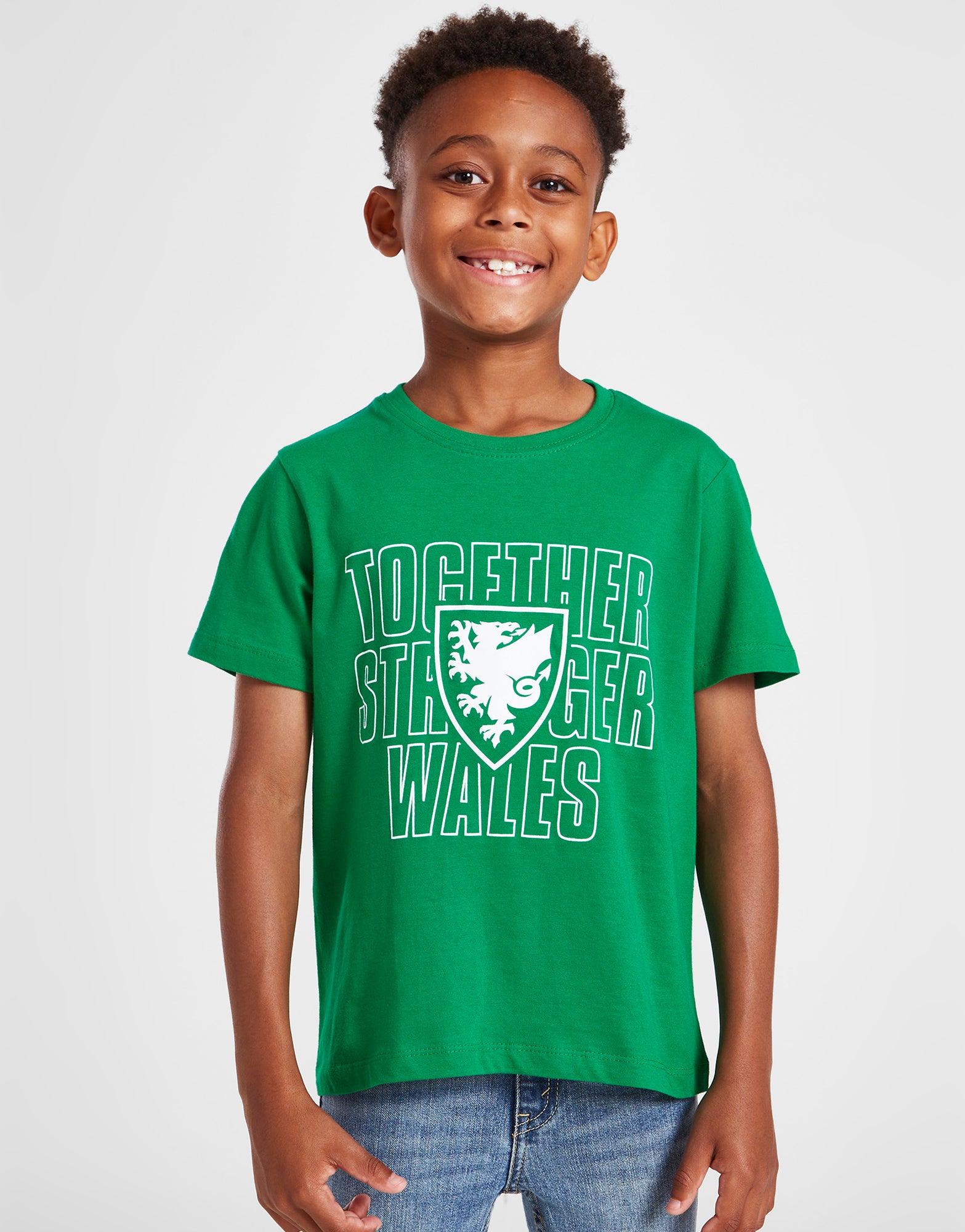 Official Team Wales Kids 'Together Stronger' T-Shirt - Green - The World Football Store