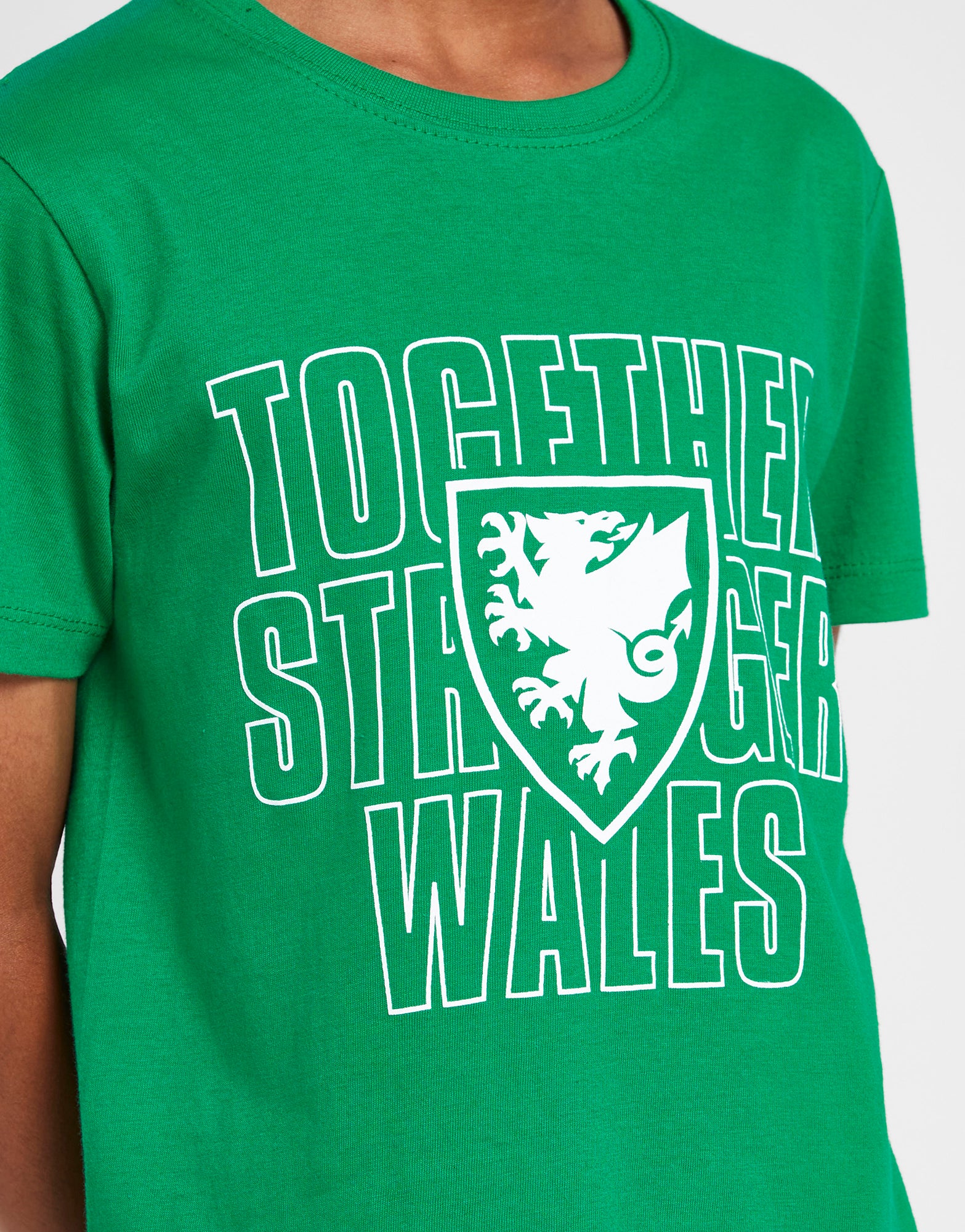 Official Team Wales Kids 'Together Stronger' T-Shirt - Green - The World Football Store