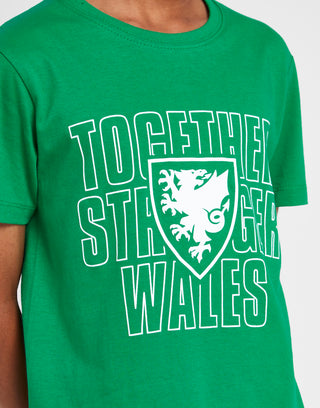 Official Team Wales Kids 'Together Stronger' T-shirt Green