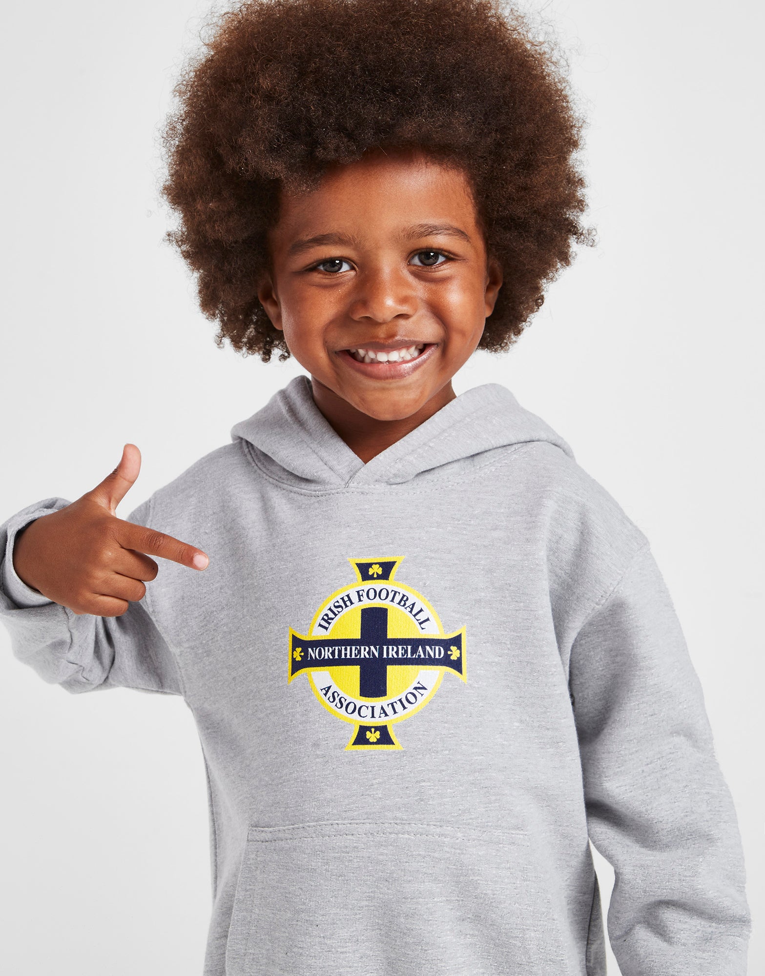 Official Northern Ireland Crest Hoodie Kids - Grey Marl - The World Football Store