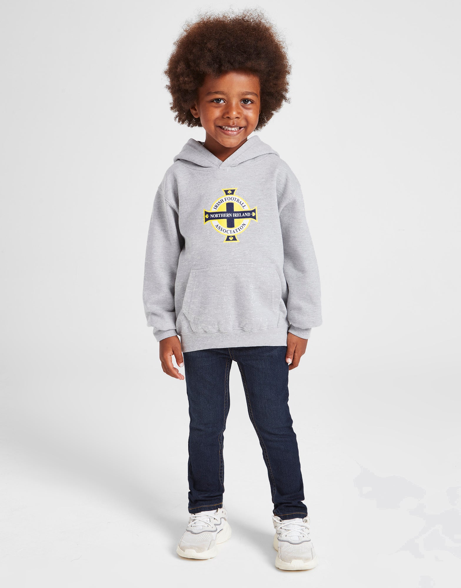 Official Northern Ireland Crest Hoodie Kids - Grey Marl - The World Football Store