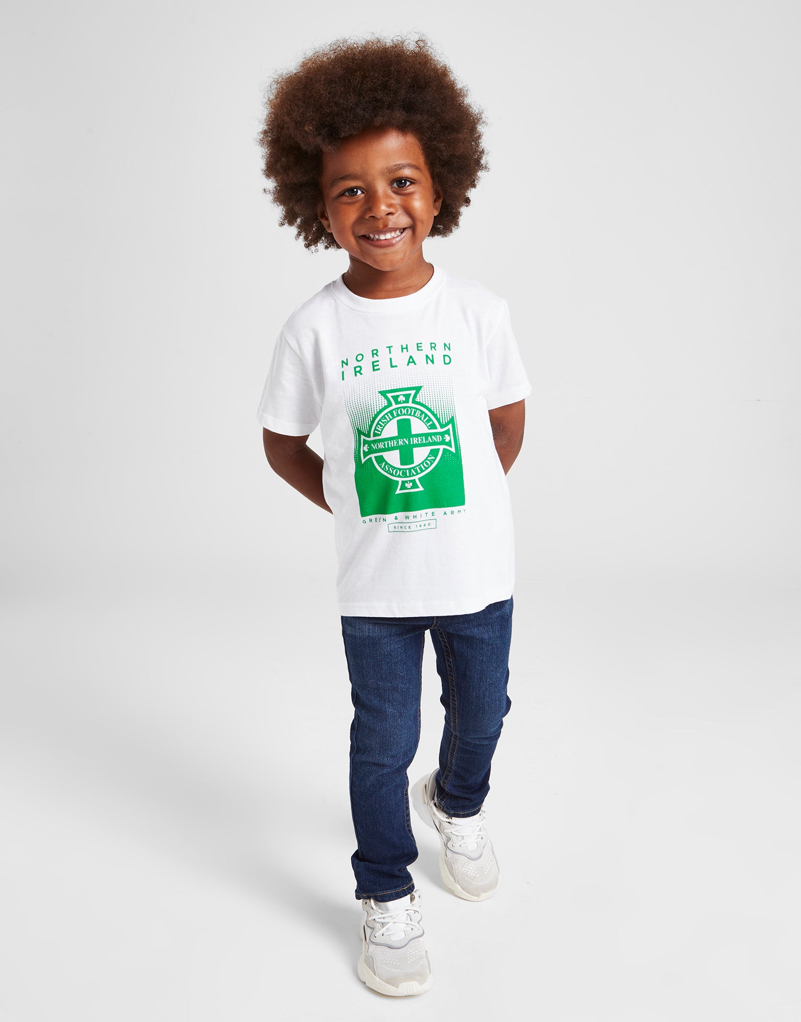 Official Team Northern Ireland Crest Graphic T-Shirt Kids - White - The World Football Store