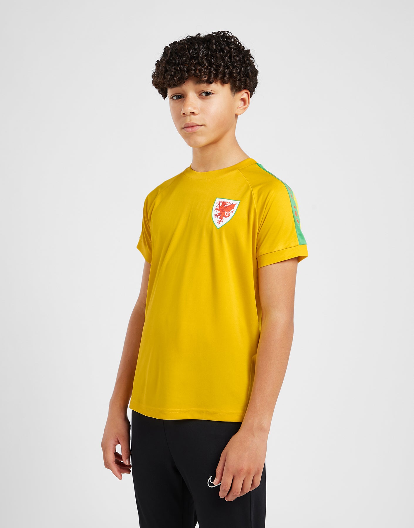 Official Team Wales Kids Sleeve Print T-Shirt - Yellow - The World Football Store