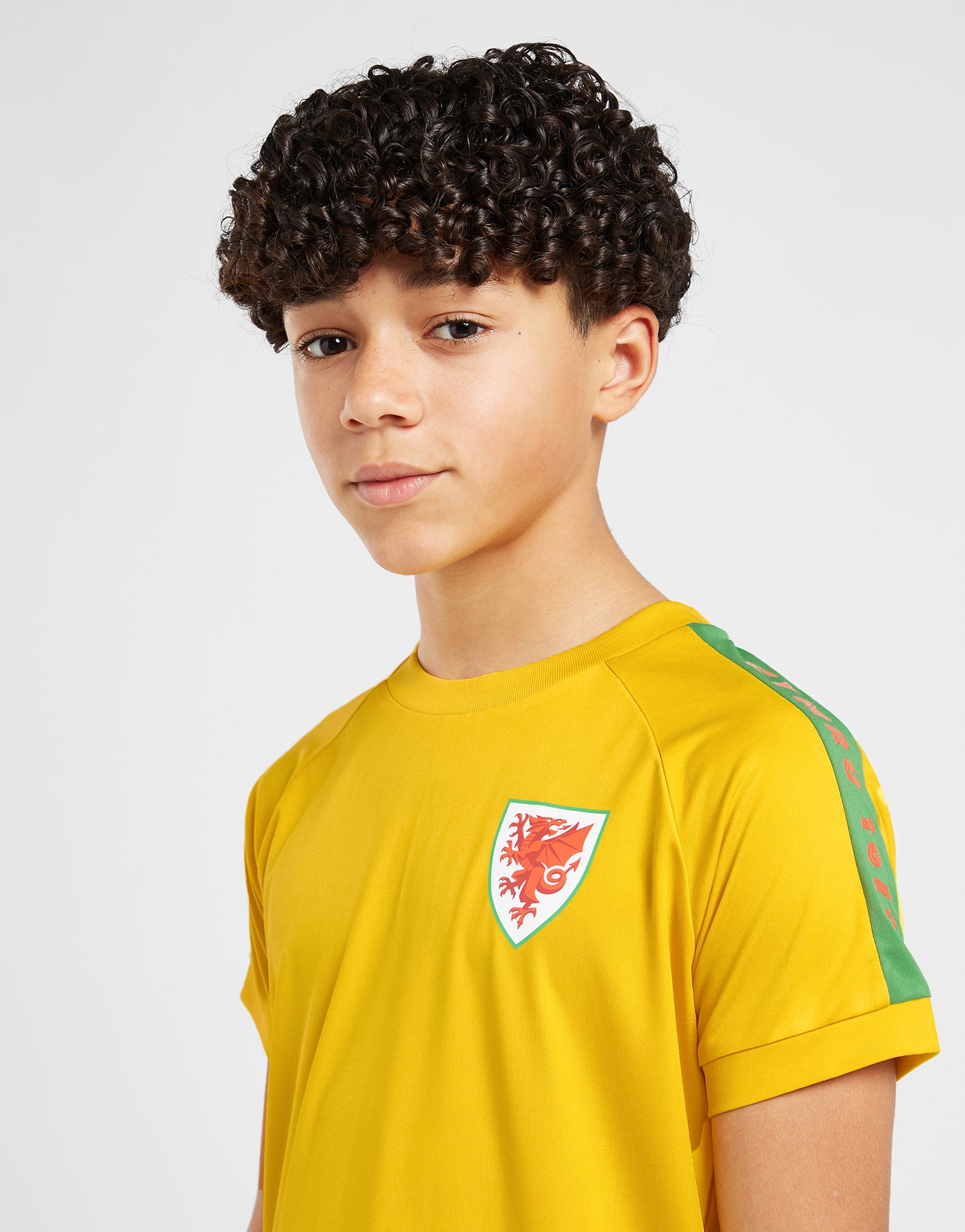 Official Team Wales Kids Sleeve Print T-Shirt - Yellow - The World Football Store