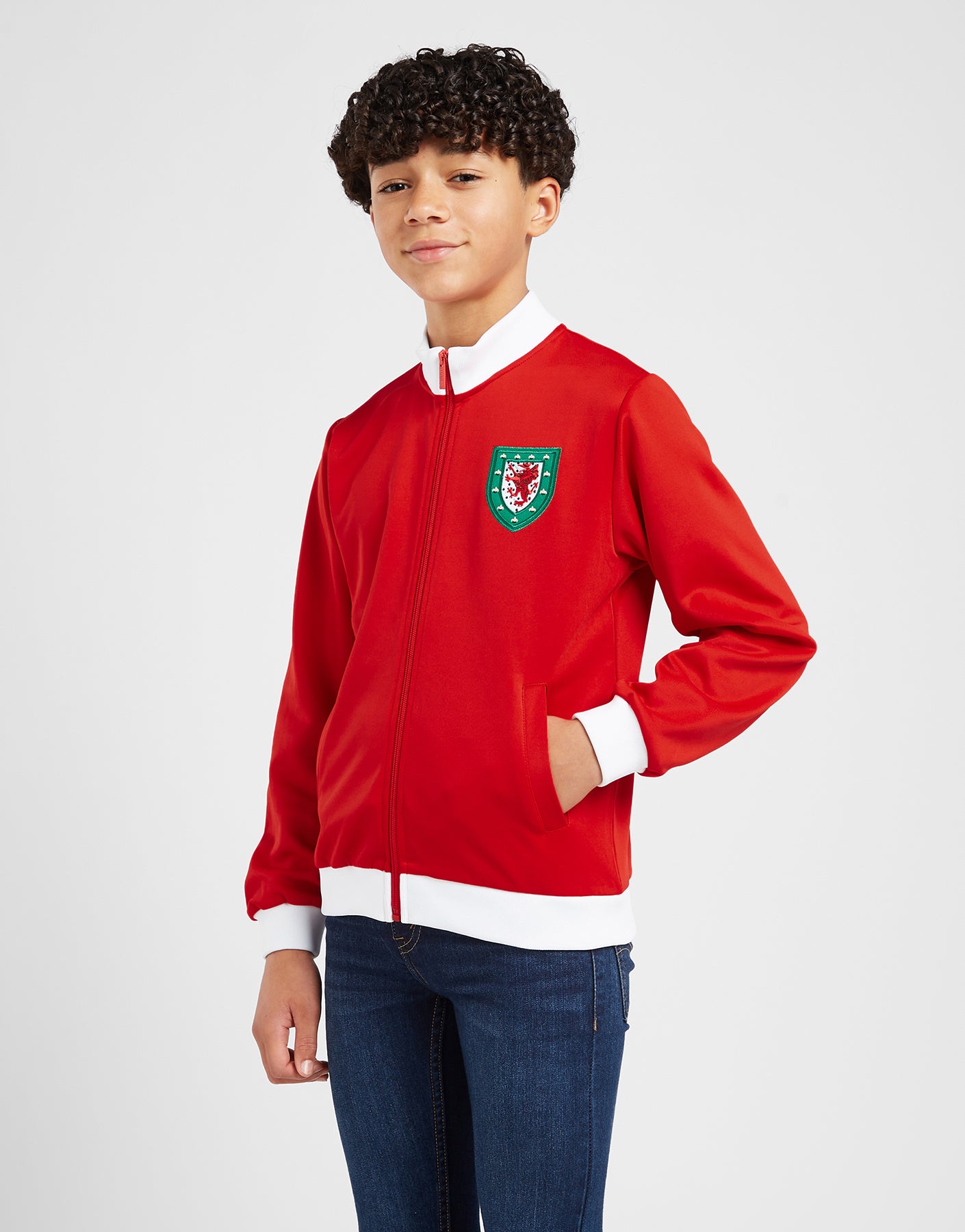 Official Team Wales Kids Retro Track Top - Red - The World Football Store