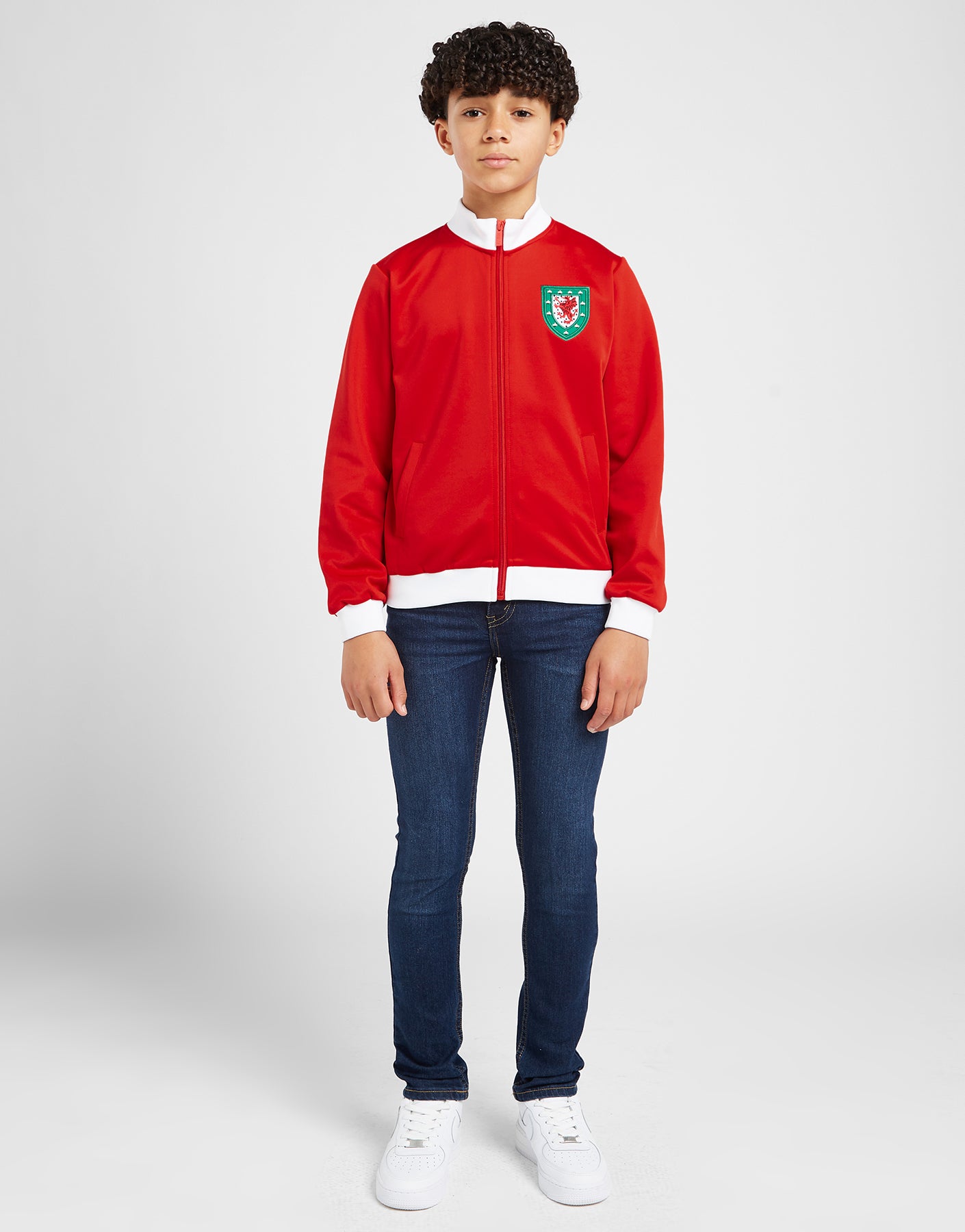 Official Team Wales Kids Retro Track Top - Red - The World Football Store