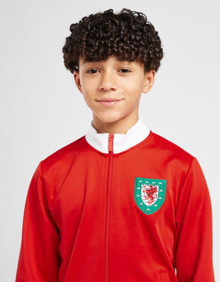 Official Team Wales Kids Retro Track Top Red
